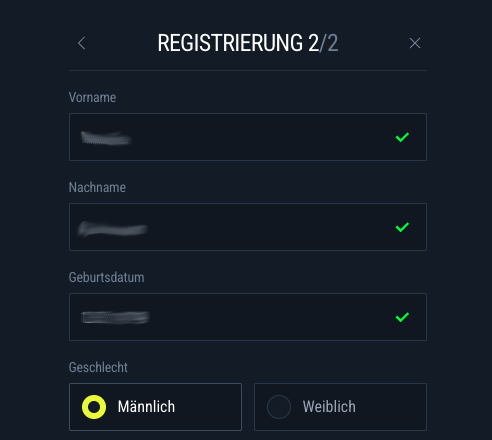 Teil zwei der Registrierung bei Rabona Bet
