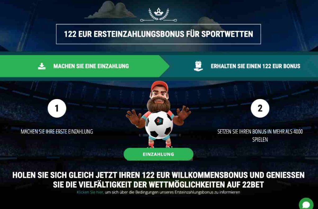 Willkommensbonus für neue Sportwetten-Kunden bei 22bet.