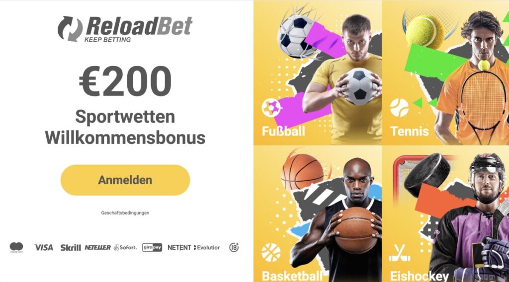 Sportwetten Willkommensbonus von Reloadbet