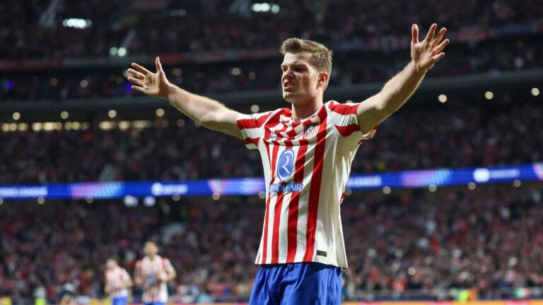Alexander Sörloth jubelt nach einem seiner drei Tore für Atletico Madrid