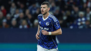 Edin Dzeko im Trikot des FC Schalke 04 während eines Zweitliga-Spiels