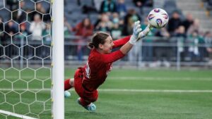 Die Spielerinnen von Hammarby IF jubeln nach dem gewonnenen Elfmeterschießen gegen Sporting Lissabon