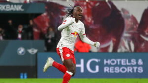 Yan Diomande von RB Leipzig im Spielfokus