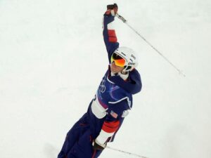 Alex Ferreira jubelt über den Gewinn der Goldmedaille in der Halfpipe bei den Olympischen Spielen