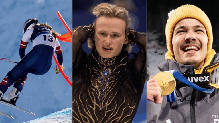 Collage aus dem jubelnden Philipp Raimund und der enttäuschten Lindsey Vonn im Schnee