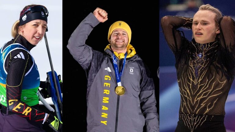 Franziska Preuß schaut enttäuscht nach einem Biathlon-Rennen im Schnee zu Boden