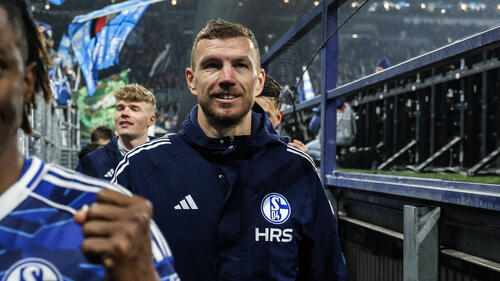 Edin Dzeko jubelt im Trikot des FC Schalke 04 nach seinem Treffer im Heimspiel gegen Magdeburg