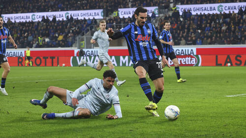 Gianluca Scamacca von Atalanta Bergamo jubelt nach einem Torerfolg im Trikot der Italiener