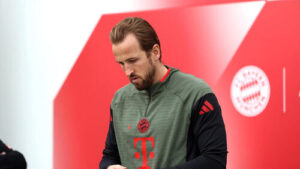 Harry Kane vom FC Bayern München beim Abschlusstraining vor dem Champions-League-Spiel