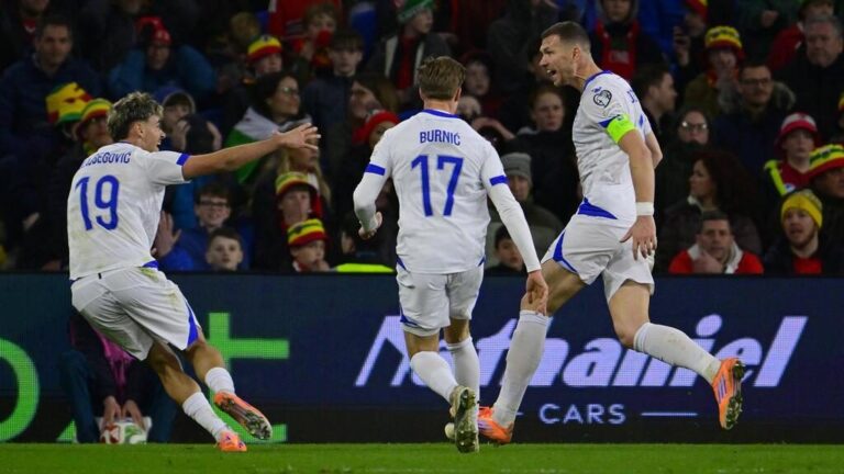 Edin Dzeko und Robert Lewandowski bejubeln wichtige Tore