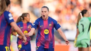 Spielszene aus dem Champions-League-Spiel zwischen den Frauen von Real Madrid und dem FC Barcelona