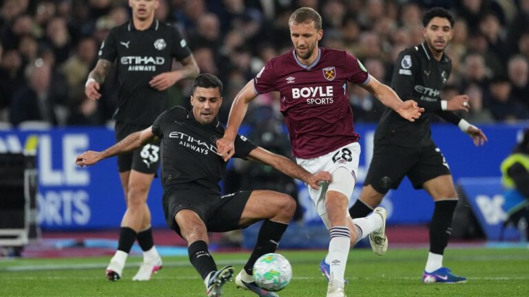 Enttäuschter Erling Haaland im Trikot von Manchester City nach dem Unentschieden gegen West Ham