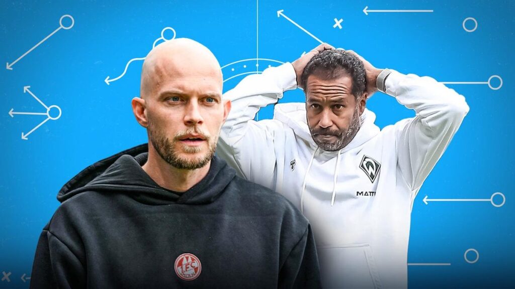 Zweikampf zwischen Spielern des 1. FC Köln und SV Werder Bremen auf dem Rasen