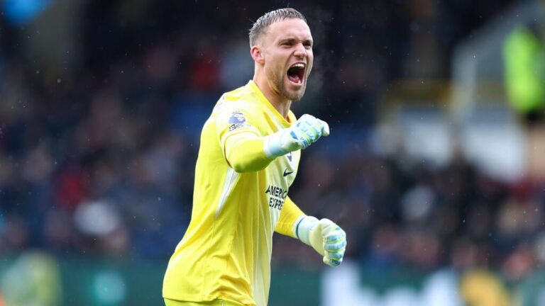 Torhüter Bart Verbruggen im Trikot von Brighton & Hove Albion auf dem Spielfeld