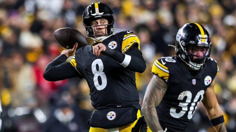 Quarterback Aaron Rodgers im Trikot der Pittsburgh Steelers auf dem NFL-Spielfeld