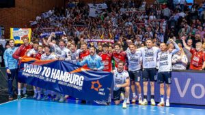 Torhüter Kevin Möller von der SG Flensburg-Handewitt fokussiert im Handballspiel der European League.