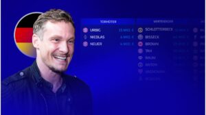 Marcell Jansen im Porträt neben einer Grafik der deutschen Nationalmannschaft