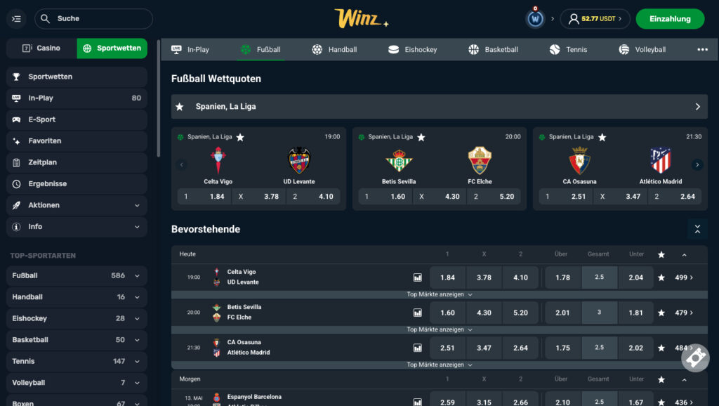 Winz Sportwetten Screenshot