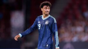 Nathaniel Brown im Trikot der deutschen Nationalmannschaft beim Länderspiel auf dem Platz