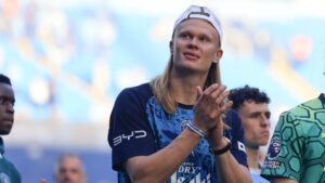 Collage von Florentino Pérez und Erling Haaland im Vorfeld der Präsidentenwahl bei Real Madrid