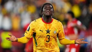 Jubelnde Nationalspieler von Ghana nach dem späten Siegtreffer durch Caleb Yirenkyi bei der WM 2026 gegen Panama