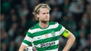 Morten Hjulmand im Trikot von Atlético Madrid bei seiner Vorstellung