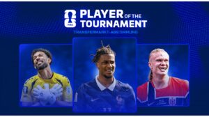 Kollage der WM-Stars Erling Haaland, Lionel Messi und Harry Kane im Trikot ihrer Nationalmannschaften