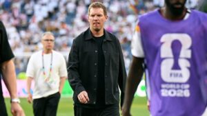 Ein enttäuschter Julian Nagelsmann an der Seitenlinie bei einem Spiel der deutschen Nationalmannschaft