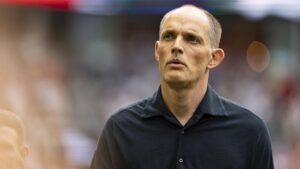 Dunkle Gewitterwolken über dem Stadion in Atlanta beim WM-Halbfinale