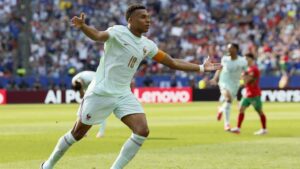 Kylian Mbappé jubelt im Trikot der französischen Nationalmannschaft bei der WM 2026