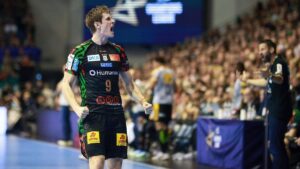 SC Magdeburg Spieler bejubeln Heimsieg gegen Industria Kielce